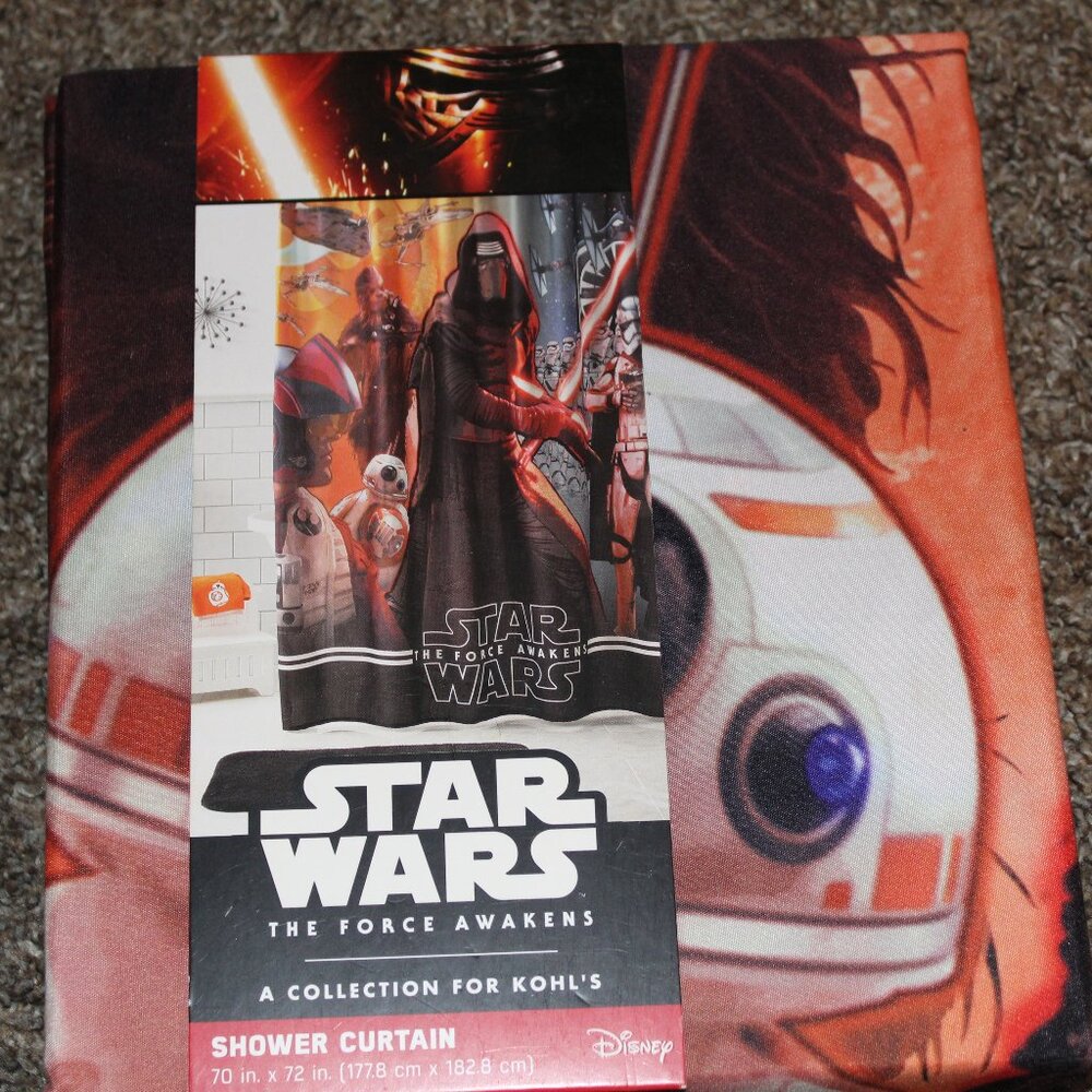 NWT Disney Star Wars Shower Curtains the Force Awakens 70"x72" polyester
